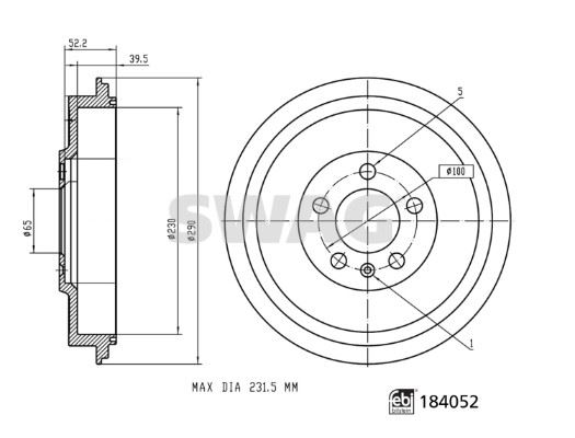FREN KAMPANASI AUDI (FEBI 184052) - SWAG - OEM 1J0609617B