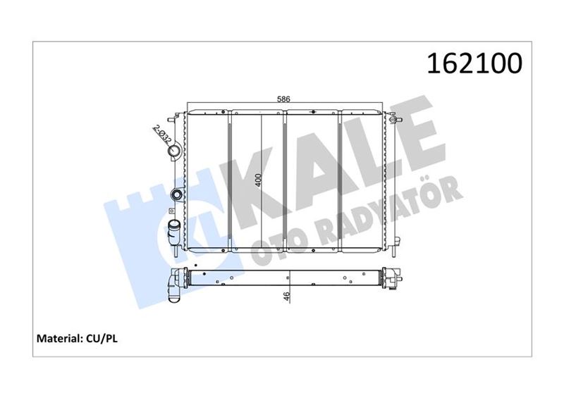 RADYATOR MEGANE SCENIC 1.9TDI 2 SIRA CU+PL - KALE - OEM 7700838129