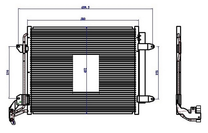 KLİMA KONDENSERİ VW TİGUAN 07=> (580X450X16) (OTO.-MEK.) - ORIS - OEM 5N0820411C