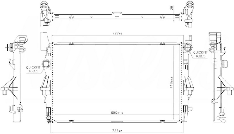 RADYATOR BRAZİNG MT(690X418X26)VİTO III W447 109 CDI 2014+ 606021 - ORIS