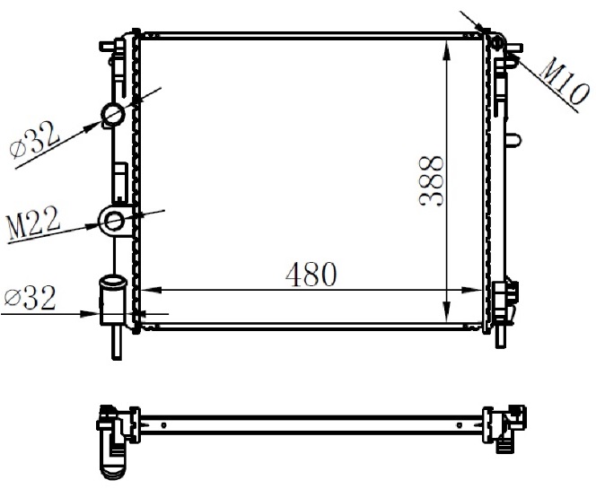 SU RADYATORU BRAZING (KALIN TIP) RENAULT CLİO 1.2-1.4 KNG 1.5 SYMBOL (480X388X26) (MEK.) - ORIS - OEM 7700428082