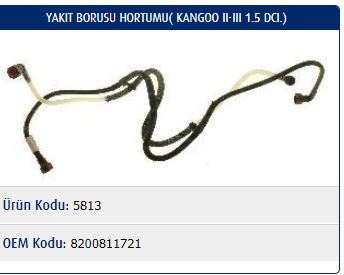 YAKIT BORUSU RENAULT KANGOO III 1.5 DCI 09=> - MASTER - OEM 8200811721