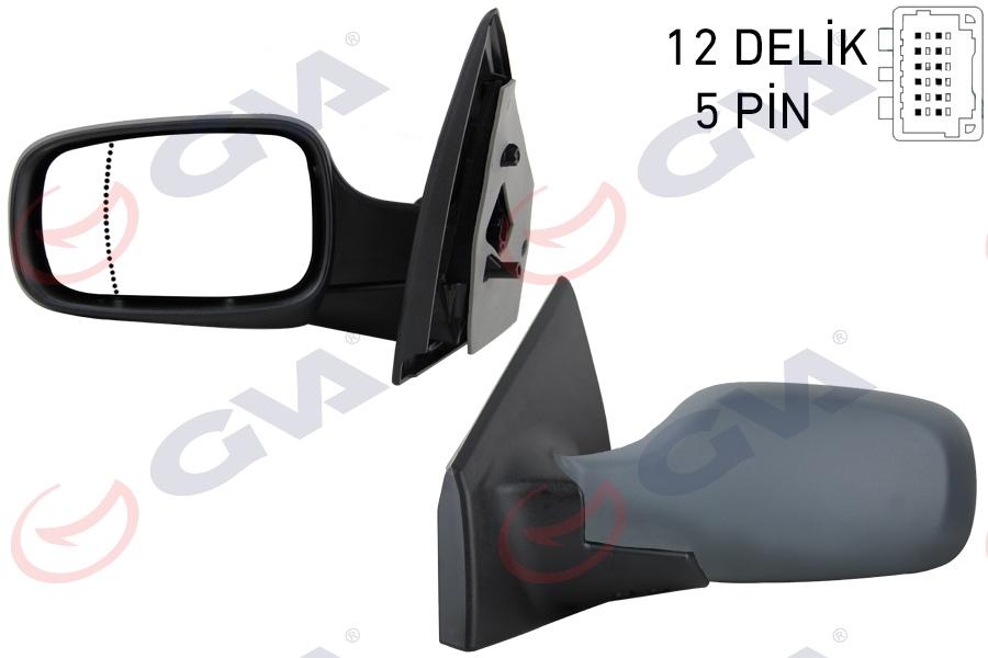 DIŞ DİKİZ AYNASI SOL CLIO 06> ELEKTRİKLİ+ISITMALI+ASTARLI+ASFERİK 5 FİŞ VM-6136EHAL - GVA - OEM 7701061192