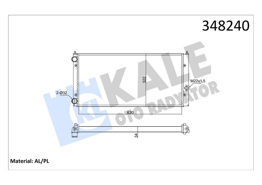 RADYATOR CORDOBA - GOLF III GOLF IV VENTO (MT) AL MKNK - KALE - OEM 1H0121253D