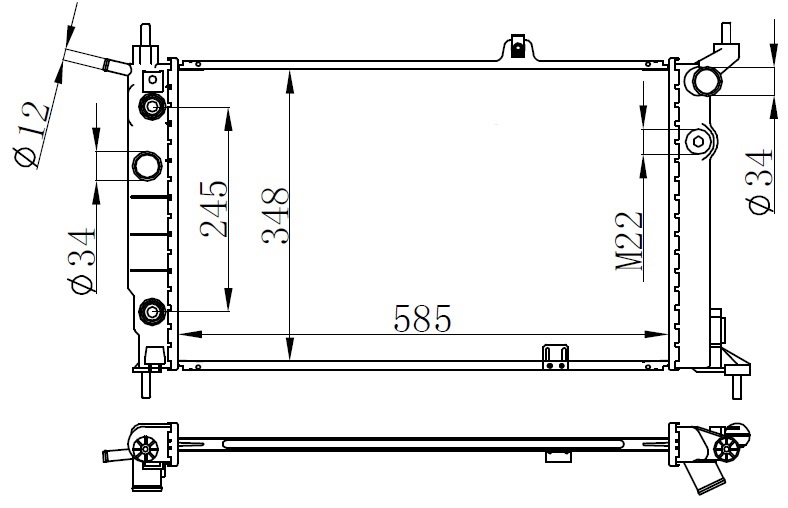 RADYATÖR ASTRA F 1.4-1.6-1.8-2.0 (AC+OTOM)(595x359x34) - ORIS - OEM 1300109