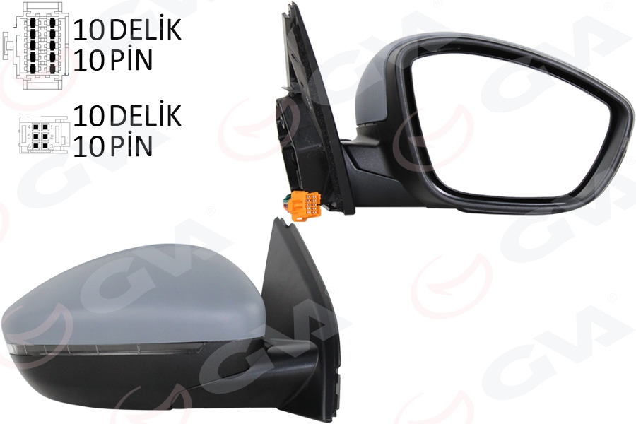 DIŞ DİKİZ AYNA SAĞ ELEKTRİKLİ ISITMALI ASTARLI KONVEKS SENSORLU 10PIN ALT AYDINLATMALI PSA308(13-17) 10H10P+6H2P VM-6209NEBPSR - GVA - OEM 1611508780