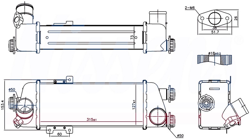 INTERCOOLER BRAZİNG INTERCOOLER A/M(313X124X74)ELANTRA 1.6CRDİ 06>İ30 1.6CRDİ 07>KOMPLE ALUMİNYUM 96409 - ORIS - OEM 28271
