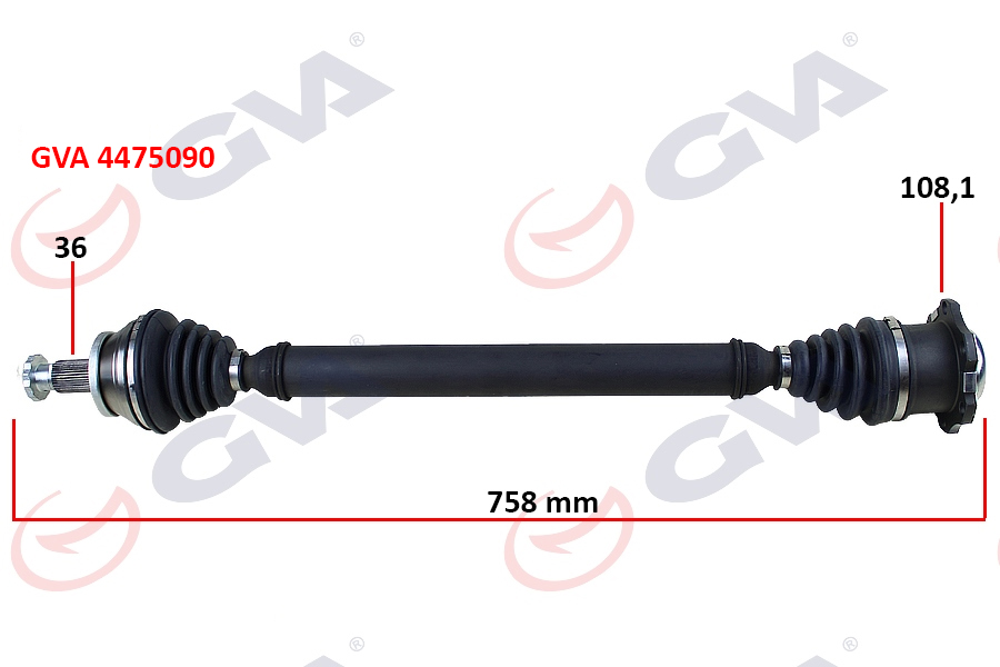 KOMPLE AKS SAĞ POLO V (9N_) 1.4 TDI (01-12) (758mm) (MAN.) - GVA - OEM 6Q0407272BK