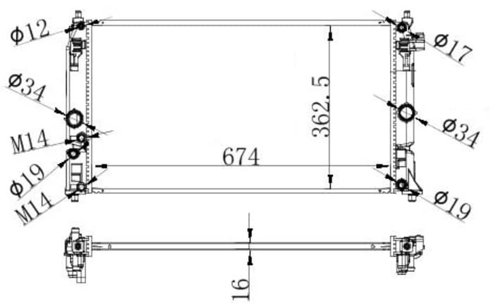 RADYATOR BRAZİNG A/M(674X362X16)PRİUS 2015+ / CORO...