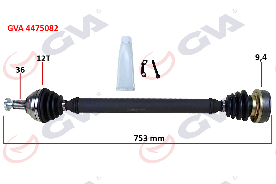 KOMPLE AKS SAĞ POLO-IBIZA-FABIA 1.4 16V (01-12) (753mm) - GVA - OEM 6Q0407272BC