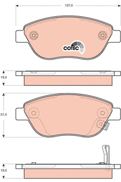 ÖN BALATA CORSA D (BÜYÜK TİP) 1.3 CDTI 07/06=> FIAT 500L 12> 0.9T 1.4 1.3D MTJ 1.6D MTJ - TRW - OEM 93189816