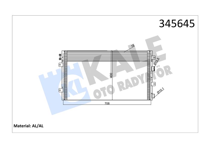 KONDENSER CHRYSLER SEBRING 2.0 2.4 2.7 V6 24V 01<07(YAĞ SOĞUTUCULU)KURUTUCUSUZ [BRAZING AL-AL] [686X 400X18] KLİMA RADYATÖRÜ - KALE - OEM 5017621