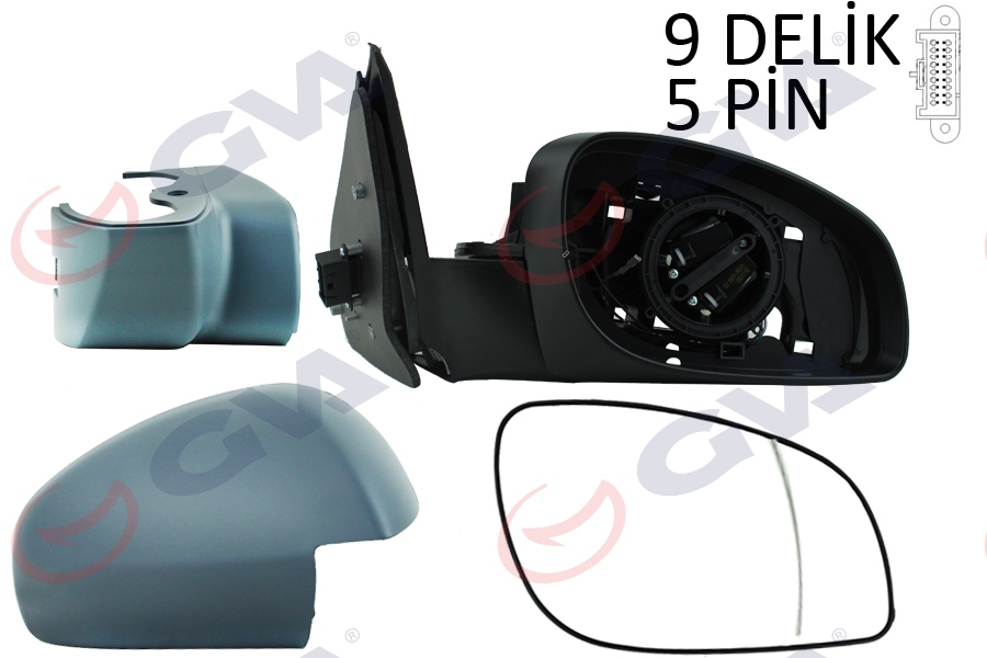 DIŞ DİKİZ AYNASI SAĞ VECTRA C 03> ELEKTRİKLİ+ISITMALI+ASTARLI+ASFERİK 5 FİŞ VM-966EHPR - GVA - OEM 6428265