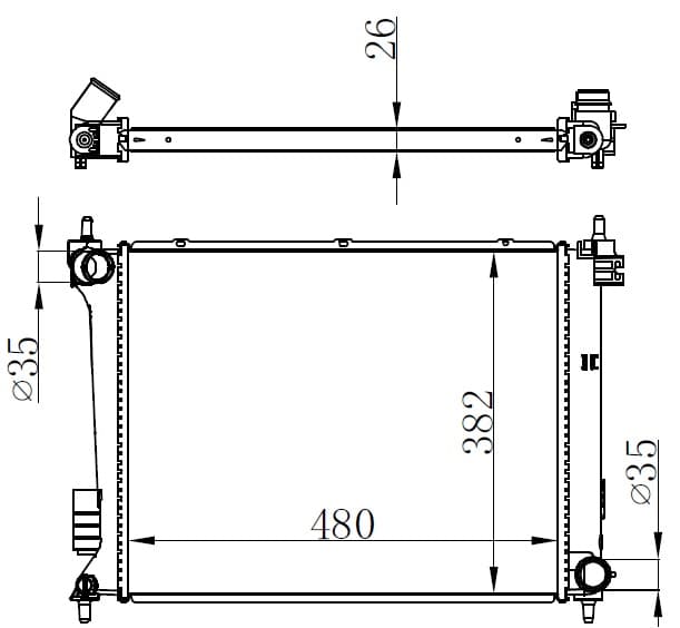 RADYATOR BRAZİNG AT(480X382X26)I20 1.4/1.6 CRDI 09