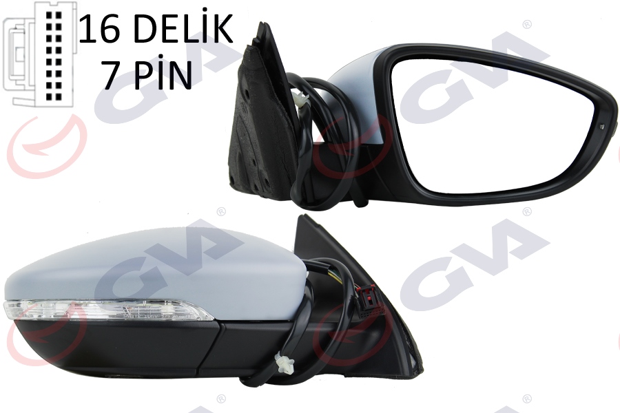 DIŞ DİKİZ AYNASI SAĞ PASSAT 11> ELEKTRİKLİ+ISITMALI+Ç.AYDINLATMALI+ASTARLI+KONVEKS 7 FİŞ VM-6194NEHPR - GVA - OEM 3AA857508B9B9