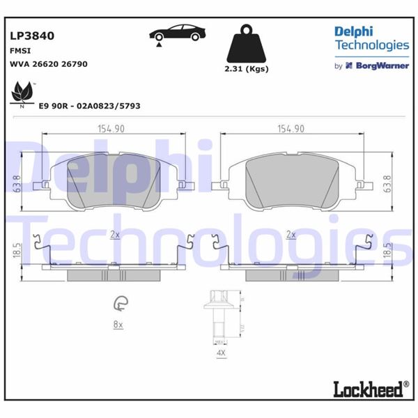 ÖN FREN BALATASI CORSA F (e) 19> MOKKA e 20> - DELPHI - OEM 1681371180