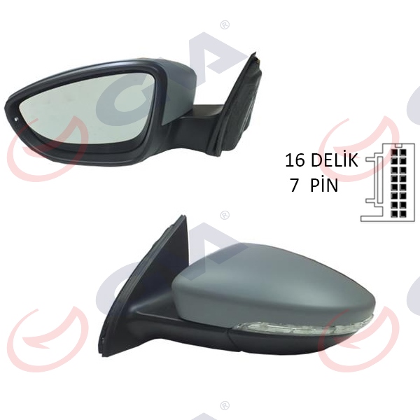 DIŞ DİKİZ AYNASI SOL PASSAT 11> ELEKTRİKLİ+ISITMALI+Ç.AYDINLATMALI+ASTARLI+ASFERİK 7 FİŞ VM-6194NEHPAL - GVA - OEM 3AB8575079B9