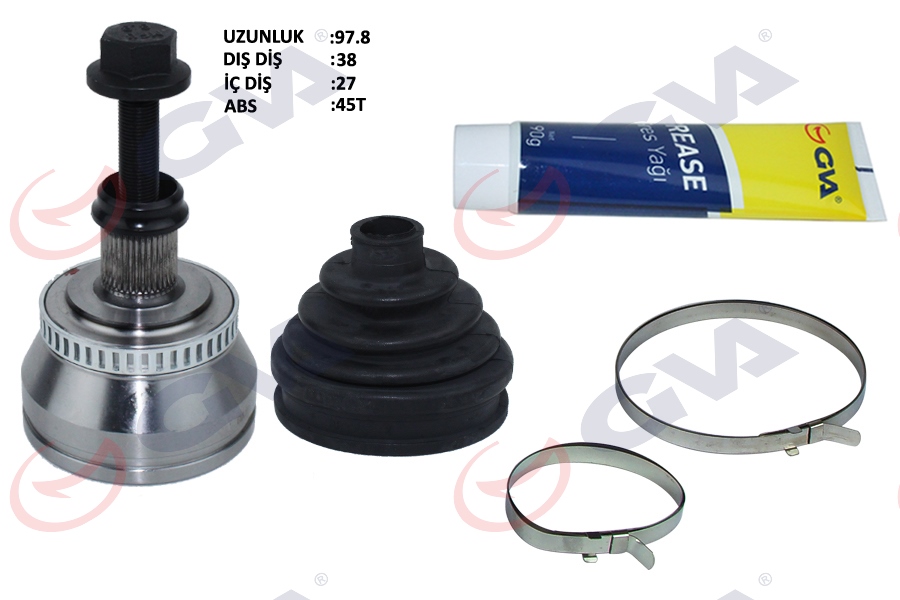 AKS KAFASI DIŞ ÖN PASSAT 1.9TDI (01-05) ABS`Lİ (45DİŞ) (130HP) AVF (38x27x59.5) 97.5mm - GVA - OEM 8D0498099E