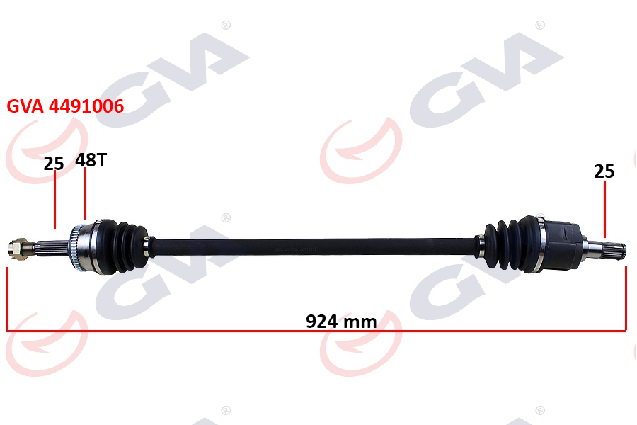 KOMPLE AKS SAĞ HYUNDAI ACCENT ERA 1.4L 1.6L G4EE G4ED benzinli 06-10 ABS`li (25x25 - ABS= 48 diş) komple boy = 924mm - GVA - OEM 495001E050
