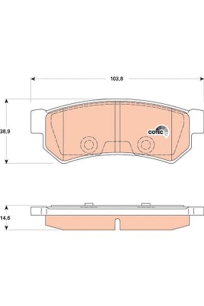 FREN BALATASI ARKA 103 mm CHEVROLET LACETTE NUBIRA 05- - TRW - OEM 96800089