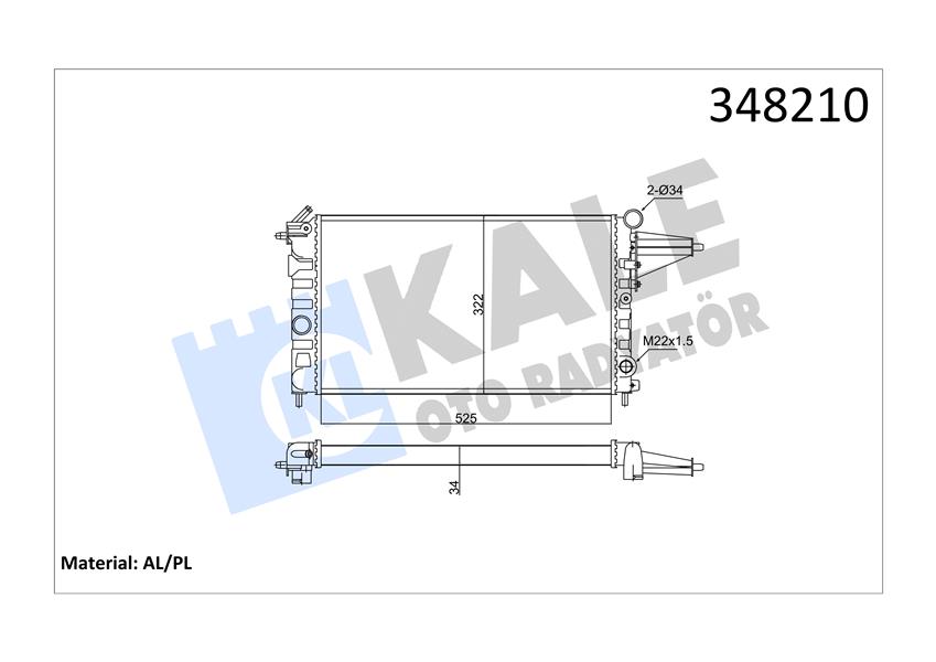 RADYATOR VECTRA A 88> 1.6-1.8 - VAUXHALL CAVALIER Mk III (MT) AL MKNK - KALE - OEM 90264491
