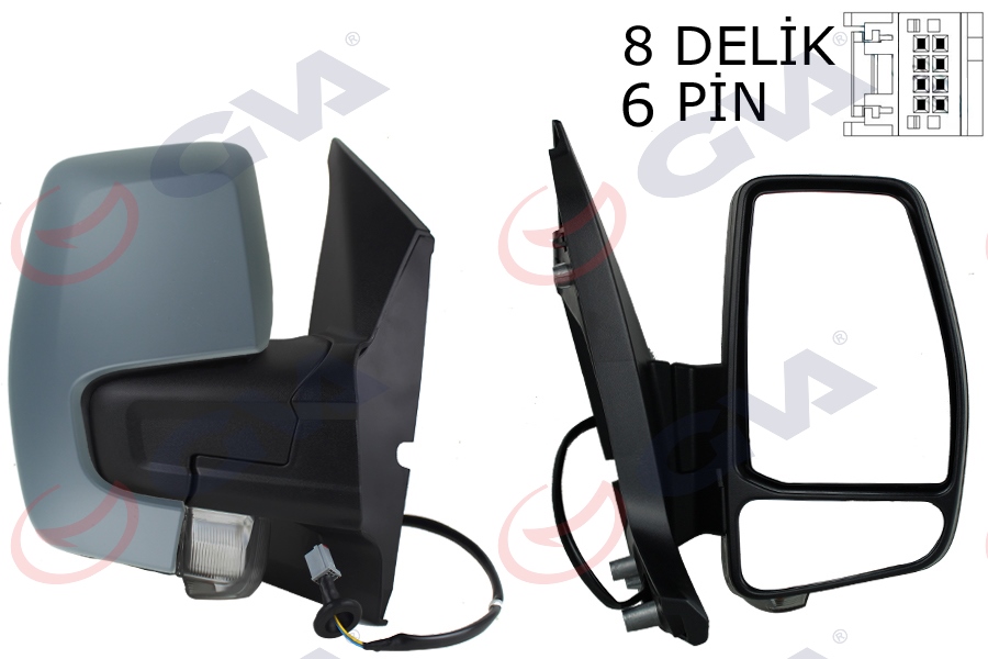 DIŞ DİKİZ AYNASI SAĞ TRANSİT CUSTOM V362 12> ELEKTİRİKLİ+ISITMALI+ASTARLI+SİNYALLİ+KONVEKS VM-6325EHPR 1766579-682BL5JA6 - GVA - OEM BK21
