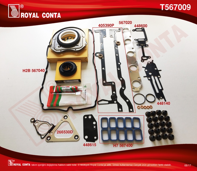 MOTOR TAKIM CONTA SKT KEÇELİ&S.LASTİKLİ TAM TAKIM C.(SKCSİZ) TRANSIT V348 3.2 200PS 07>11 RANGER TKE 11> 3.2 200PS - ROYAL - OEM 7C166008AA