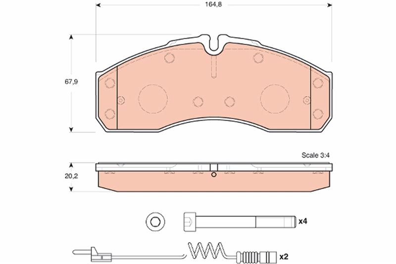 FREN BALATASI ON MERCEDES B905 B667 B668 B670 - TRW - OEM A0034204620