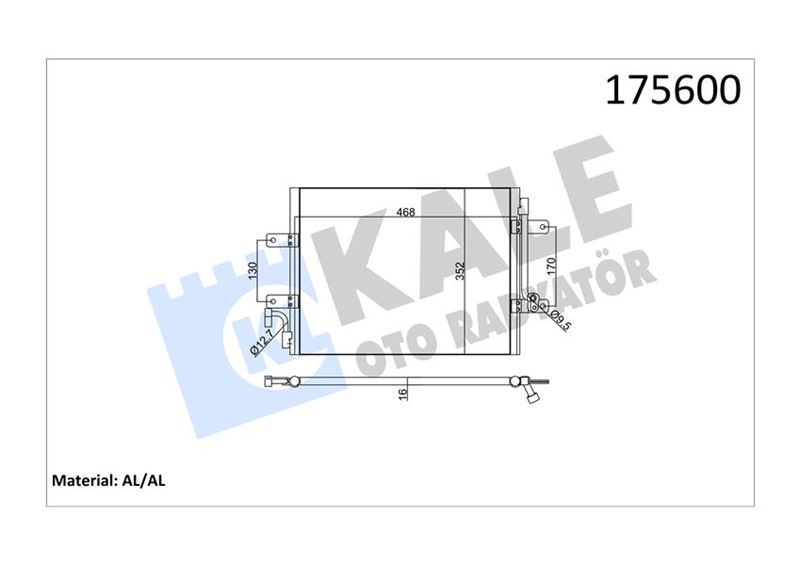 KLIMA RADYATORU 448×351X16 BRAZING AL/AL KURUTUCUSUZ FIAT ALBEA PALIO 1.3JTD 02- - KALE - OEM 51722816