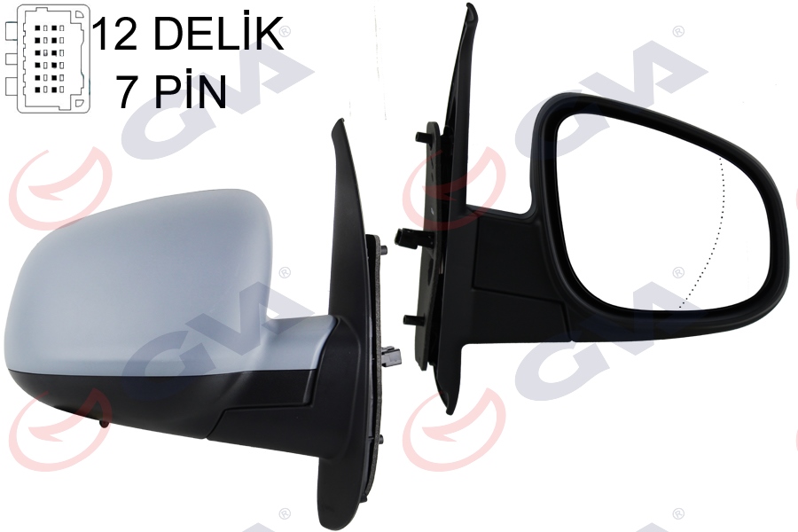 DIŞ DİKİZ AYNASI SAĞ KANGOO-CITAN 13> ELEKTRİKLİ+ISITMALI+SENSÖRLÜ+ASTARLI+ASFERİK 7 FİŞ VM-6132EHPASR - GVA - OEM 963010714R