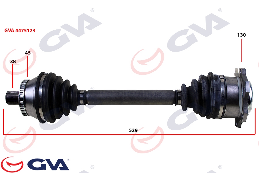 KOMPLE AKS SOL PASSAT IV (3B2-3B5) 1.9 TDİ (96-00)-ABS`Lİ (45DİŞ) (529mm) - GVA - OEM 8D0407271BC