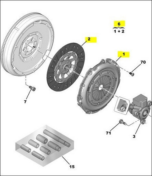 DEBRİYAJ SETİ (BASKI+DİSK) P308-P3008-P5008-C4-C4 PICASSO 1.6 HDİ (228mm x 18 Diş) (EGS 6 Şanzuman) - PSA - OEM 2052.L1