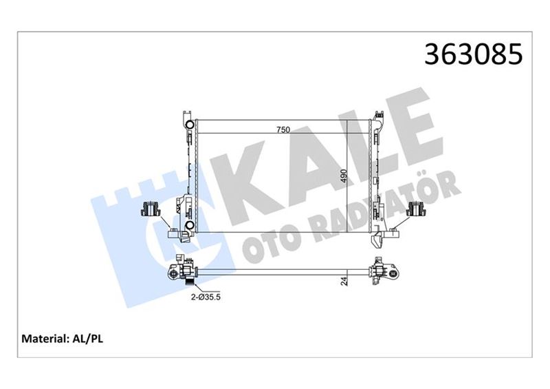 SU RADYATORU MEKANIK (750X490X24) TRAFIC III (JG) 1.6/2.0DCI 14=> 115PS VIVARO B 1.6CDTI 14=> (MT) - KALE - OEM 214104344R