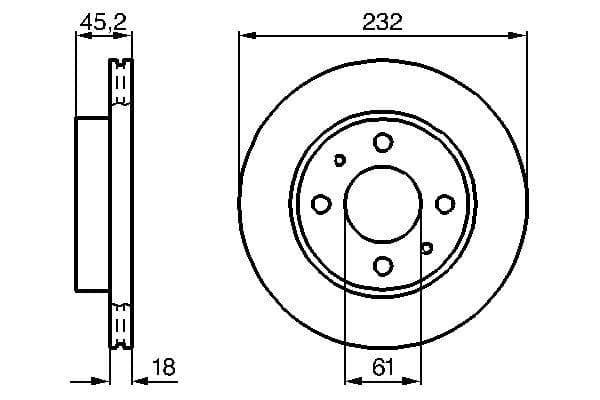 ÖN FREN DISKI NISSAN ALMERA I 95>00 (232x45.3x4...