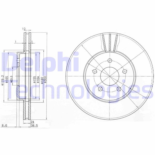 ON FREN DISK AYNASI MONDEO III 00>07 JAGUAR X TYPE 01>09 OLCU (300×24×5 BIJON) - DELPHI - OEM 7S7J1125BB