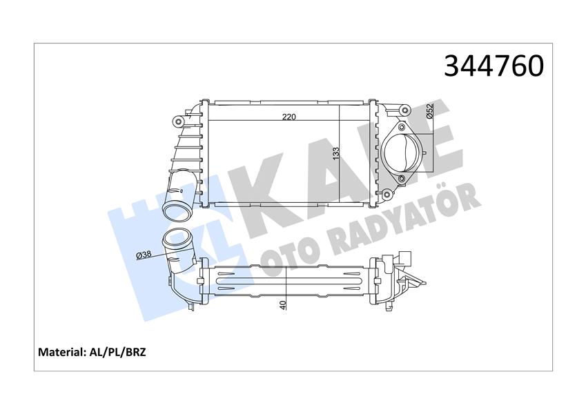 TURBO RADYATÖRÜ (INTERCOOLER) POLO 1.4 TDİ (99-01) (220x133) (AL/PL/BRZ) - KALE - OEM 6E0145805B