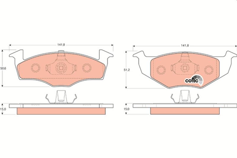 FREN BALATASI ON 142 mm VOLKSWAGEN GOLF III POLO SEAT IBIZA II TOLEDO I CORDOBA 96- - TRW - OEM 1H0698151B