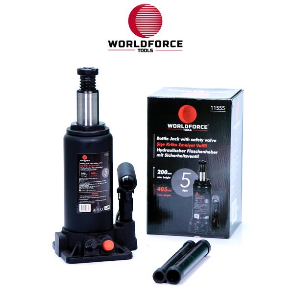 HİDROLİK ŞİŞE KRİKOSU 5 TON 200-405MM (GARAJ EKİPMANLARI) (HIRDAVAT) - WORLDFORCE