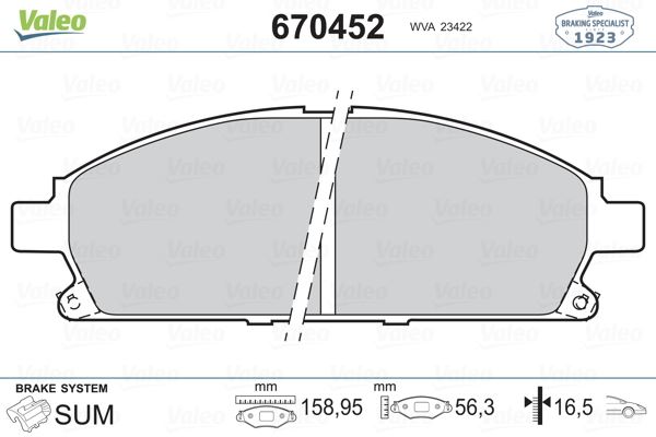 FREN BALATASI ON  HONDA ACCORD VII   CIVIC VII   FR-V   STREAM - VALEO - OEM 410608H785