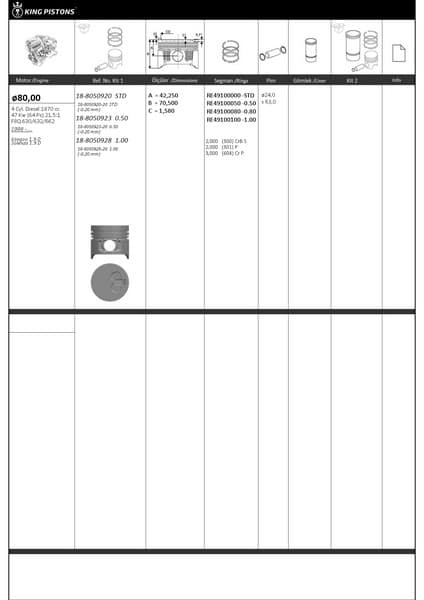 PİSTON KİTİ 1 (80+STD) RENAULT-NISSAN KANGOO 1.9 D...