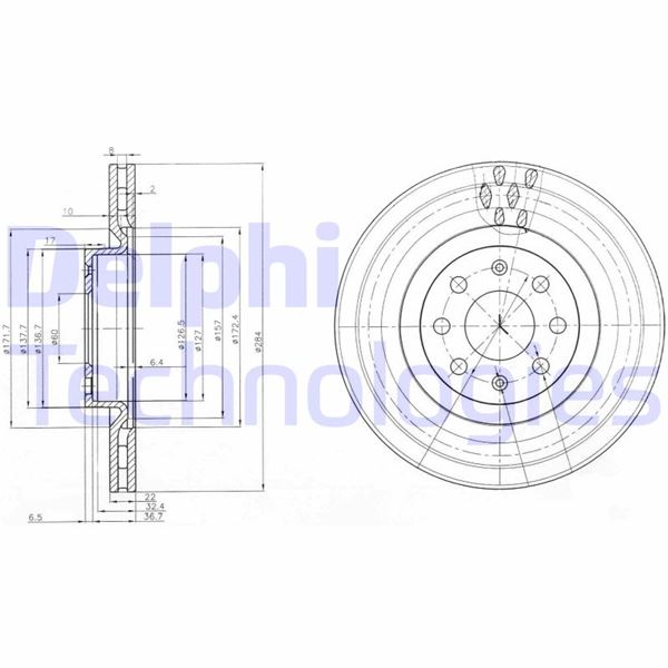 ÖN FREN AYNASI CORSA D 07> CORSA E 14> ADAM 13> PUNTO EVO-GRANDE PUNTO 05> (284x22x6DLxHAVALI 15 İNÇ (55702646) - DELPHI - OEM 93188918