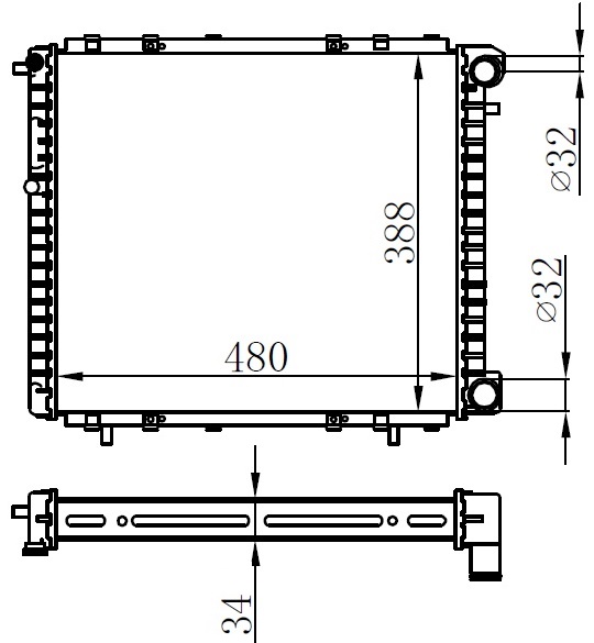 RADYATOR R19 44743 1.8I 1.9D 88> 63906 7700272472 MT (480X378X34) - ORIS - OEM 7700790964