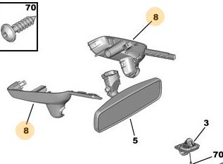 İÇ DİKİZ AYNA YAN KAPAĞI SOL PEUGEOT P3008-P5008 - PSA - OEM 8153.XV