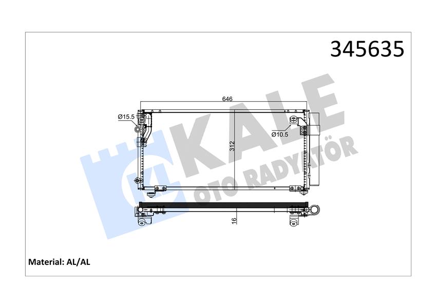 KONDENSER CHRYSLER SEBRING 2.0 2.4 01<07 KURUTUCU İLE [BRAZING] [626X312X16] KLİMA RADYATÖRÜ - KALE - OEM MR315302