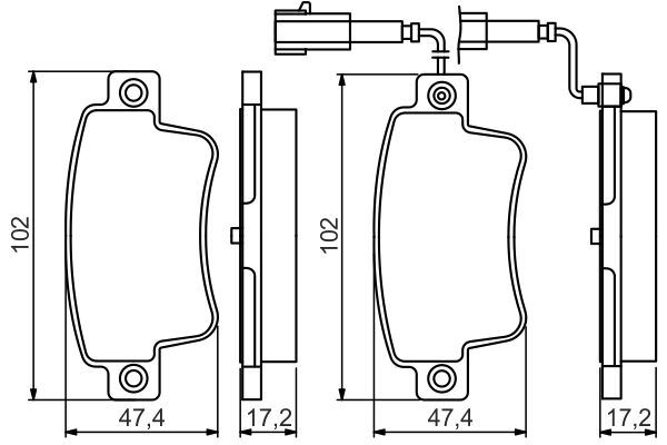 DİSK BALATA-ARKA-[WVA 25451]-[102.0X47.3X17.2 MM]-İKAZ KABLOLU - BOSCH - OEM 77365464
