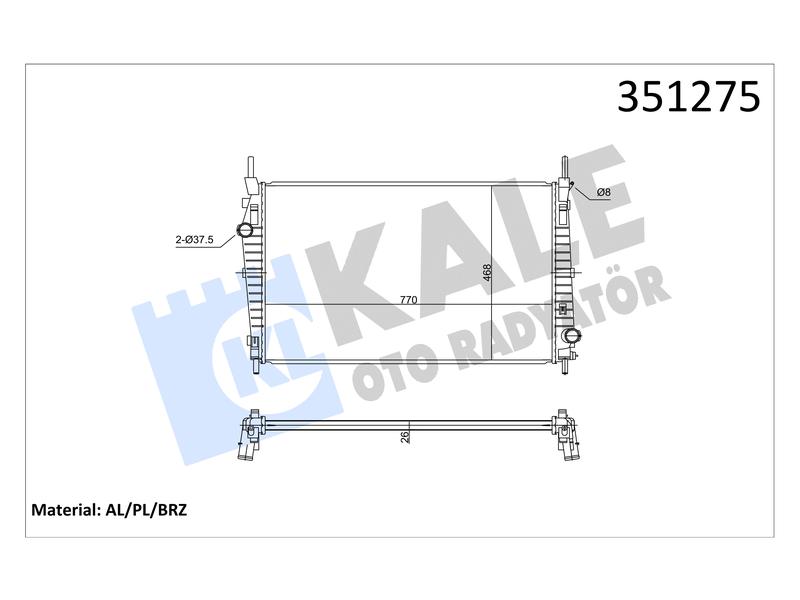 RADYATOR TRANSIT V347 3.2 TDCI 200 PS AL PL BRZ - KALE - OEM 8C168005AC