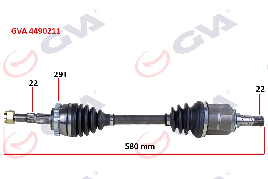 KOMPLE AKS SOL CORSA C-COMBO 1.2-1.4 16V 1.3 CDTI-1.7DTI (00-06) (29 DİŞ) ABS`Lİ(580mm) - GVA - OEM 24427062