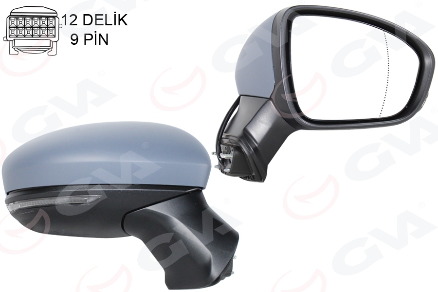 DIS AYNA SAĞ ELEKTRİKLİ ASTARLI KAPAKLI ISITMALI RENAULT CAPTUR II 20> - GVA - OEM 963016661R