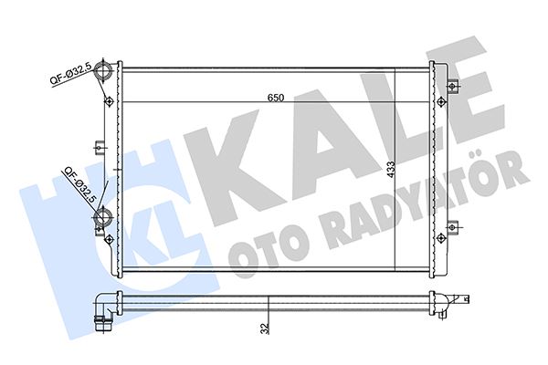 SU RADYATORU 650×433X32 MEKANIK AUDI A3 TT 04- - SEAT ALTEA LEON TOLEDO III 07- - SKODA OCTAVIA SUPEB YETI 07- - VOLKSWAGEN GOLF VI JETTA III-IV PASSAT SCIROCCO 09- 1.8/2.0TFSI-TSI MT BRAZING VERSIYONU KL367600 - KALE - OEM 1K0121253L