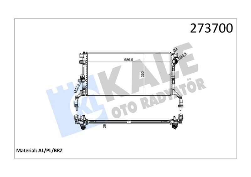 SU RADYATORU RENAULT LAGUNA 1.5 (AL/PL/BRZ) - KALE RADYATOR - OEM 214100004R